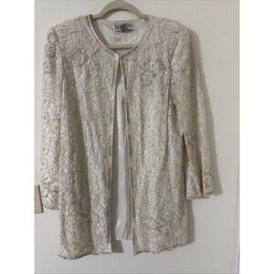 Niteline Della Roufogali Pearl Sequined Suit Jacket Women's Size Small